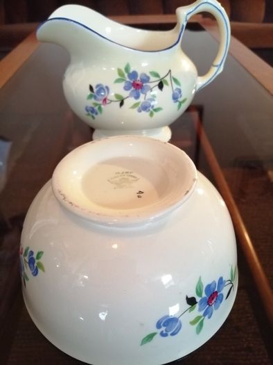 Tuscan China by Plant Hand Painted Floral Sugar Bowl and Milk Jug Set
