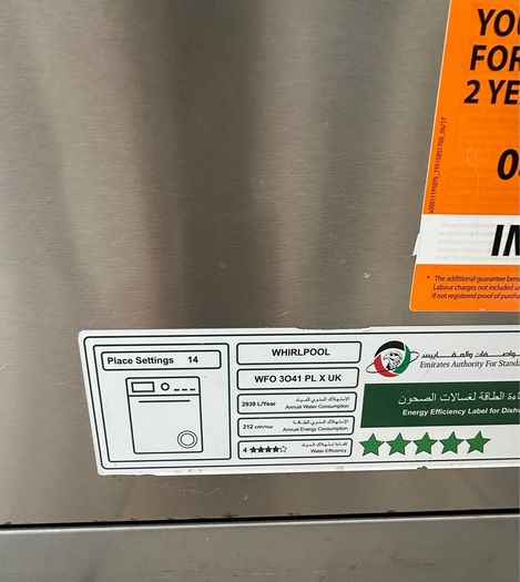 Whirlpool Dishwasher - 6th sense powerclean