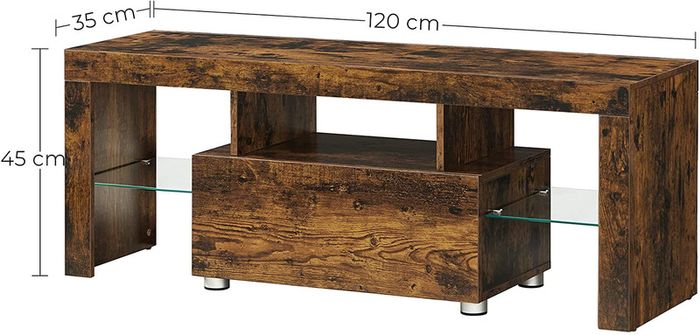 TV Cabinet with Drawer Glass Shelves for TVs up to 55 Inches Vintage Brown