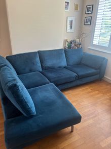 L Shape Velvet Couch and Armchair