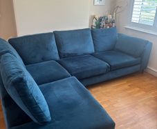 L Shape Velvet Couch and Armchair