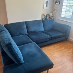 L Shape Velvet Couch and Armchair