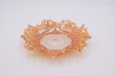 Orange Marigold Carnival Glass Waved Edge Bowl