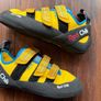 Red chilli climbing shoes and black diamond chalk bag Image 7