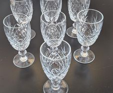 Vintage Cut Crystal Diamond & Fan Glasses Matching Set of 7