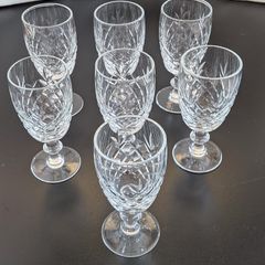 Vintage Cut Crystal Diamond & Fan Glasses Matching Set of 7