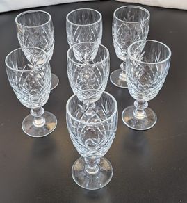 Vintage Cut Crystal Diamond & Fan Glasses Matching Set of 7