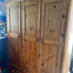 Triple Wardrobe with double drawers and matching 6 Drawer chest Solid pine