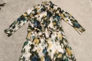Zara Abstract Watercolor Print Belted Shirt Dress - Size M