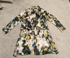 Zara Abstract Watercolor Print Belted Shirt Dress - Size M