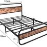 Double Bed Metal Platform Bed Frame with Wood Headboard/Mattress Base/Metal Slat Support/Black and Brown Image 2
