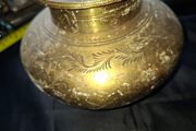 Antique Brass Lota Holy Water Pot, features intricate hand-etched foliage engravings, Postage Available or Collection