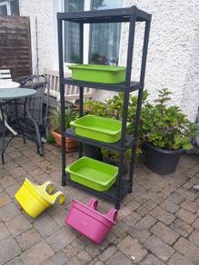 Garden shelving unit 140cm H 3x Trofast boxes and 2x planter boxes 15e for the lot