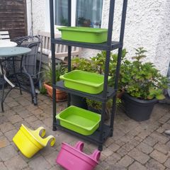 Garden shelving unit 140cm H 3x Trofast boxes and 2x planter boxes 15e for the lot