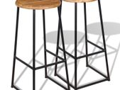 Bar Stools 2 pcs Solid Teak Wood