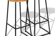 Bar Stools 2 pcs Solid Teak Wood