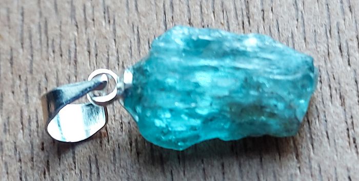 5.5ct Blue Apatite Crystal on 925 Silver bail