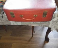 Beautiful Old 50s Red Suitcase Ideal for Movie or Photo Props, Postage Available or Collection