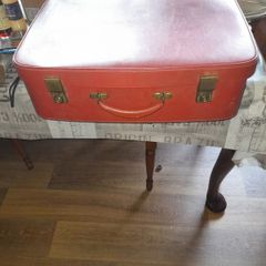 Beautiful Old 50s Red Suitcase Ideal for Movie or Photo Props, Postage Available or Collection