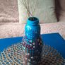 Hand Painted Blue and Brown Floral Bottle Image 5
