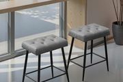 Set of 2 Bar Stools, Bar Stools with Microfibre Leather, Retro Bar Stools with Footrest, Counter Stool, 62.5 cm High, Kitchen Stools Without Backrest for Bistro, Kitchen, Dining Room, Grey
