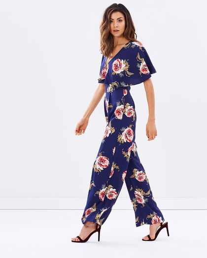 Black Floral Jumpsuit. Size 14