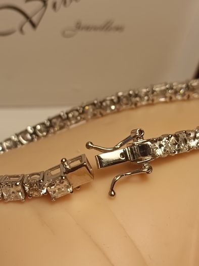 Rhodium Plated Sterling Silver 13 carat Moissanite Tennis Bracelet