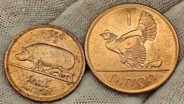 Ireland 1966 1d Penny and 1/2d Halfpenny Beautiful Uncirculated Red