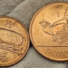 Ireland 1966 1d Penny and 1/2d Halfpenny Beautiful Uncirculated Red