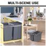 40L Pull Out Kitchen Recycle Waste Bin with Soft Close Dustbin Recycling Cabinet Trash Can Grey (1x20L+2x10L)) Image 7
