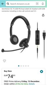 Sennheiser SC 75 USB Headset Noise Cancelling