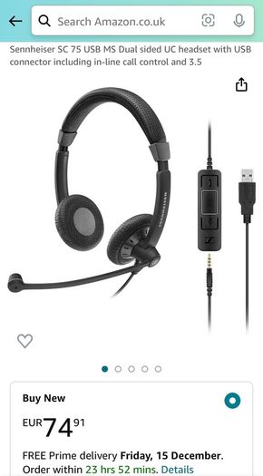 Sennheiser SC 75 USB Headset Noise Cancelling