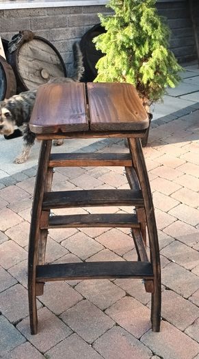 Oak barrel  with stools for garden patio bar mancave