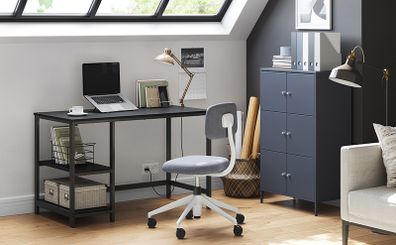 New Home Office Desk With 2 Shelves (Black)  FREE P&P