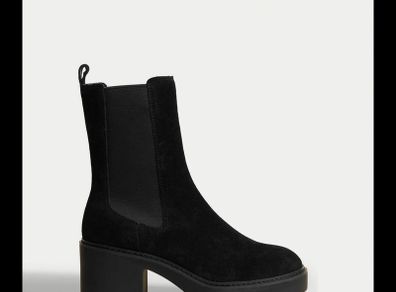 M&S genuine leather Chelsea heeled boots