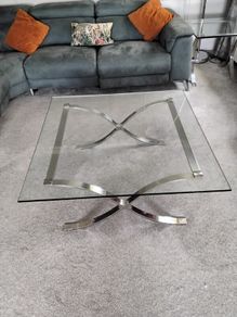 Glass & Chrome Coffee and Side Table