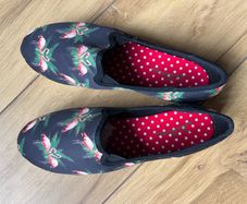 Joe Browns flamingo print black canvas shoes