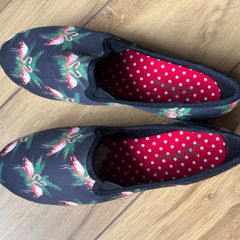 Joe Browns flamingo print black canvas shoes
