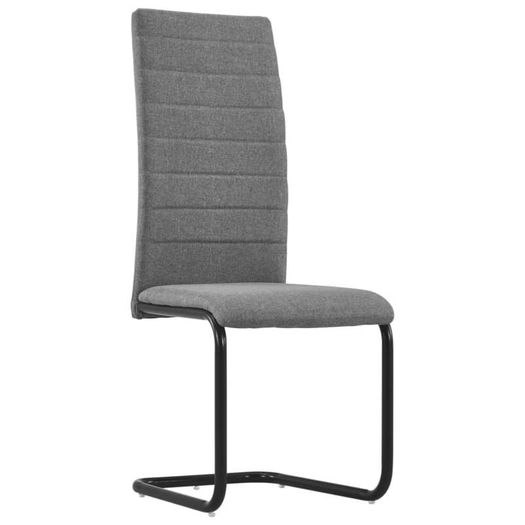 Cantilever Dining Chairs 2 pcs Light Grey Fabric
