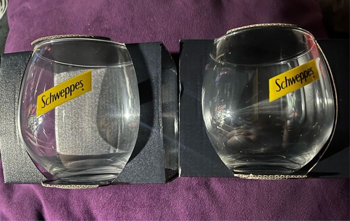2 Schweppes glasses
