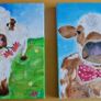 Cow with a bow - original acrylic painting on canvas Image 4
