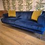 Navy velvet sofa and love arm chair Image 6