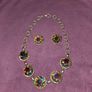 1950's Signed Schiaparelli Watermelon Vitrail Stone Necklace and Earring set Image 2