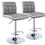 Modern Bar Stools Set of 2 Leatherette   Exterior,Double Needle Sewing,Height Adjustable,Chrome Footrest and Base,Bar Chairs for Kitchens,Counter and Home (Grey) Image 3