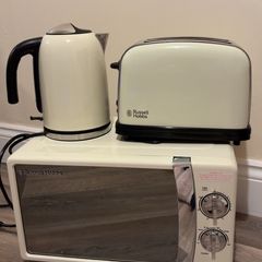 Russel Hobbs cream microwave kettle and toaster