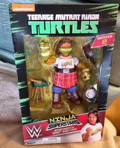 Ninja turtle Superstars Michelangelo / Miguel Angel Michelangelo Rowdy Piper Action Figure. Sealed. WWE Ninja Superstars