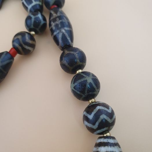 Rare Antique Burmese Pumtek Pyu Petrified Wood Beads Necklace
