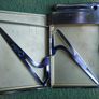 Vintage Colibri Monopol Cigarette Case and lighter. Silver Plated metal. Petrol. 1950's Image 5