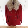 Warm WOOL Coat - Red - French brand NAF NAF - Removable Collar - UK 8 to 10 - Brand New RRP 100 Image 4
