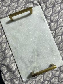 Brand new marble bathroom makeup and skincare luxury marble tray with gold handles ( multipurpose tray )
